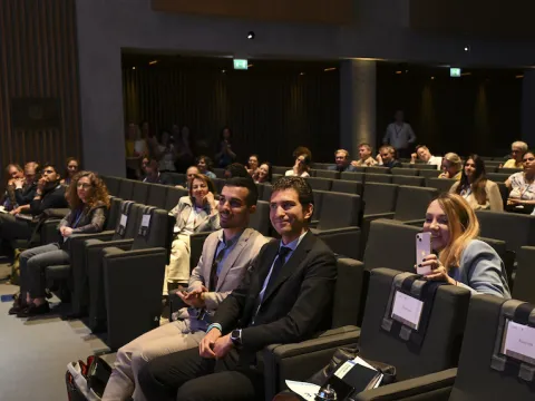 I membri di ILEO (Francesca Di Lazzaro, Vincenzo Iaia, Ludovico Bossi) durante il lancio ufficiale di ILEO
