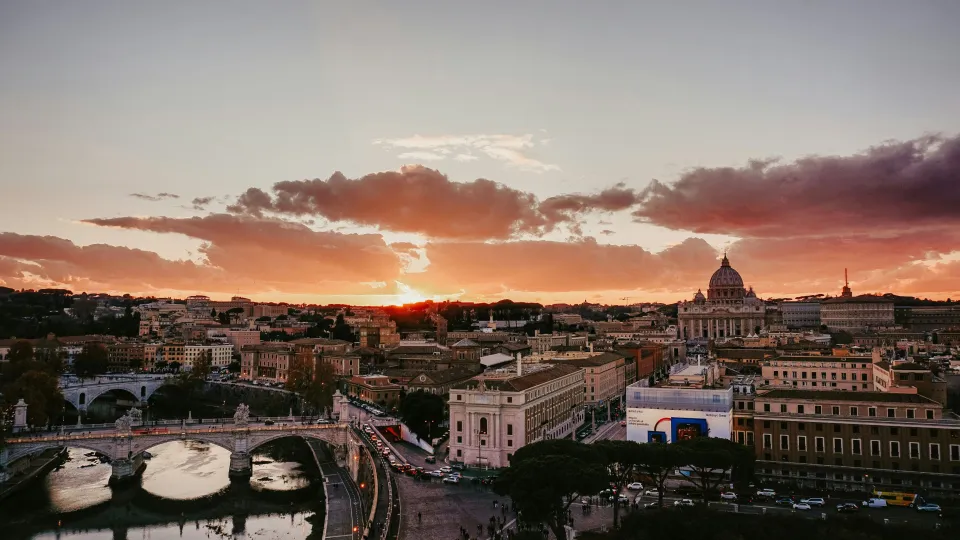 view of Rome at sunset